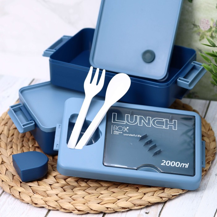 Ланчбокс &quot;Food time&quot;, blue, 2 яруса, 2000 мл 