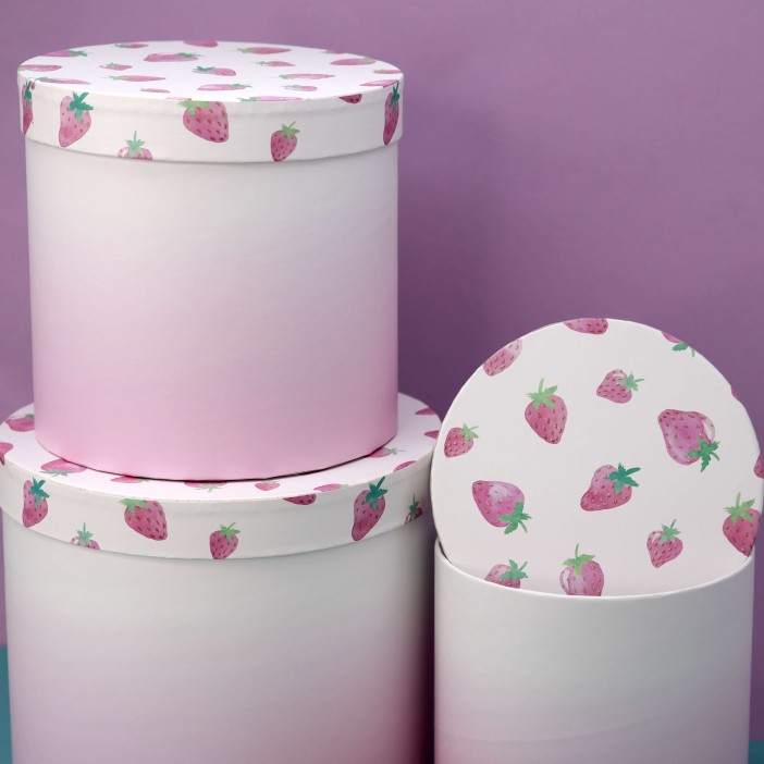 Набор подарочных коробок 3 в 1 «Round strawberry», 23*23*20-19*19*18-16.5*16.5*16 