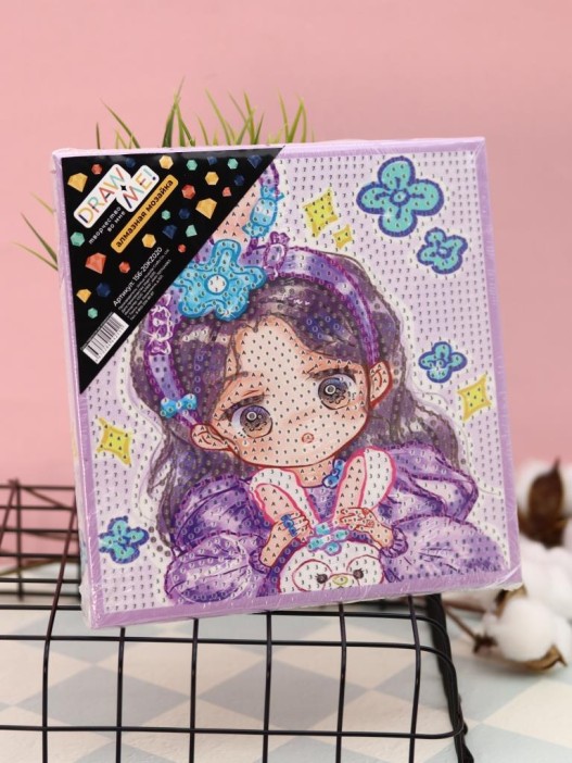 Алмазная мозаика на подрамнике Draw Me! «Sweet girl», (20*20 см) 
