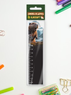 Линейка ECO из дерева iLikeGift "Аааа"