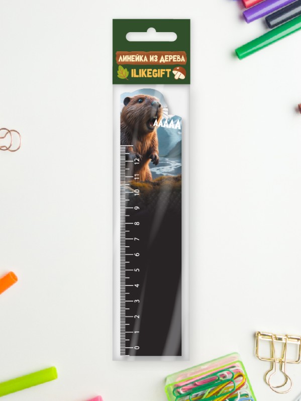 Линейка ECO из дерева iLikeGift &quot;Аааа&quot; 