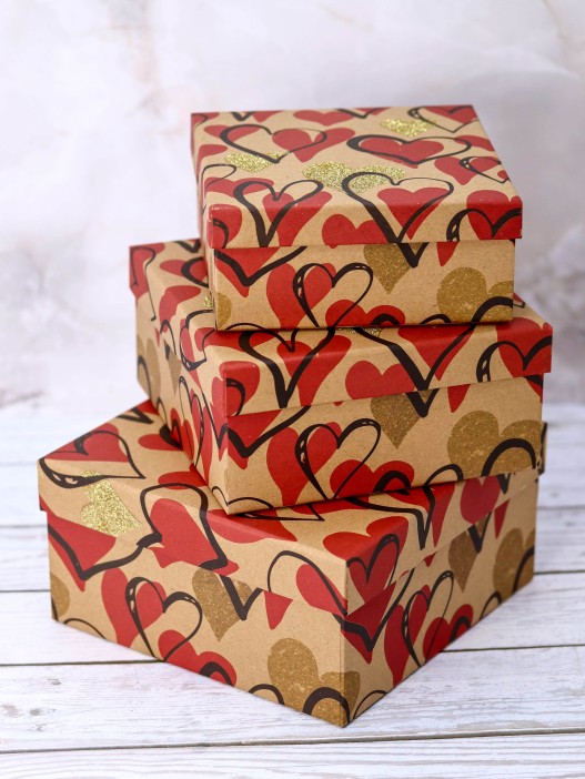 Набор подарочных коробок 3 в 1 «From the heart», 15*15*6.5-17*17*8-19*19*9.5 