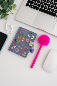 Блокнот А7 с ручкой «IDK OMG», blue