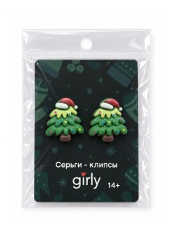 Серьги-клипсы GIRLY "Ёлочки", зелёные