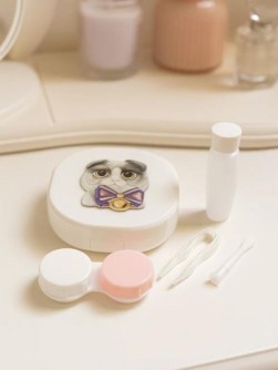 Контейнер для линз "Purebred Cat", white-gray