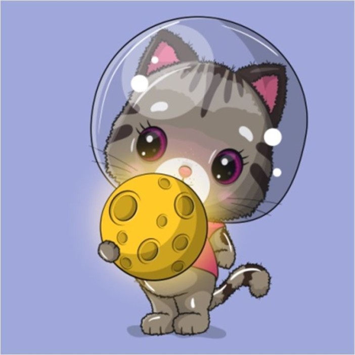 Алмазная мозаика без подрамника &quot;Кот - космонавт с Луной&quot;, 15х20 см 