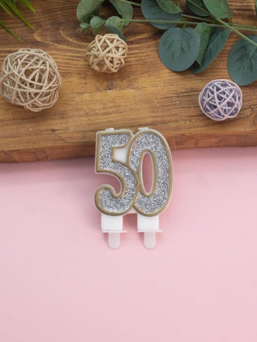 Свеча для торта &quot;Shiny numbe&quot; число 50, (7,5 см) 