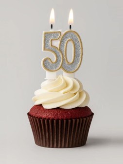 Свеча для торта "Shiny numbe" число 50, (7,5 см)