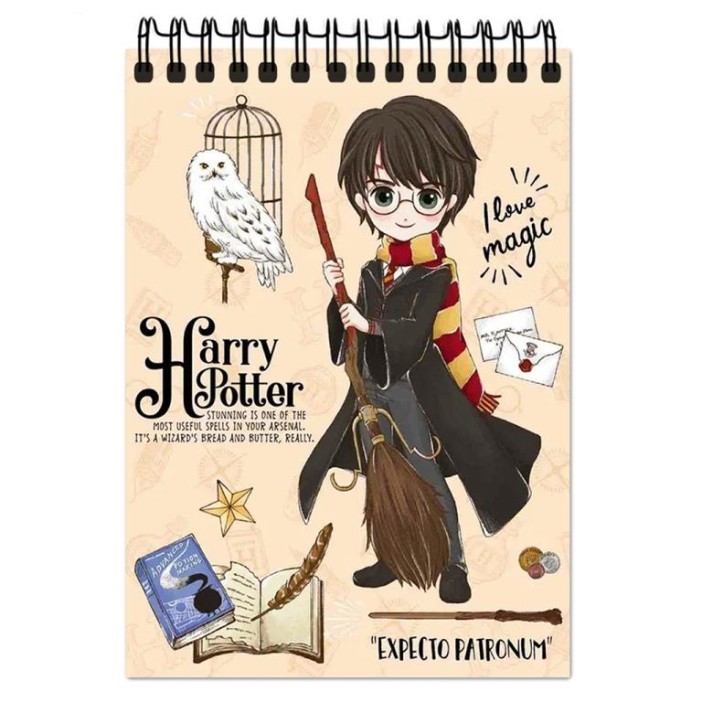 Блокнот А6 &quot;Гарри Поттер&quot;, 60 л, клетка, на гребне, картон 
