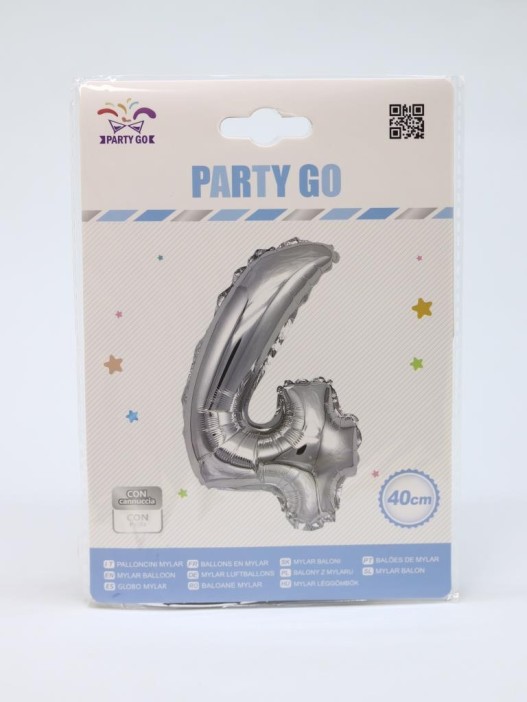 Шар фольгированный &quot;Milestone moments&quot; цифра 4, хром (40 см) 
