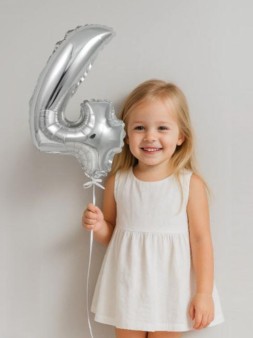 Шар фольгированный "Milestone moments" цифра 4, хром (40 см)