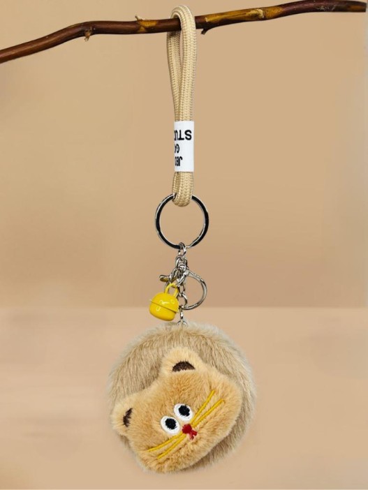 Плюшевое раскладное зеркало брелок "Cat", коричневое, шоу-бокс 12 шт. 