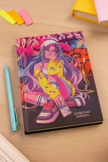 Записная книжка в жесткой обложке (А6) &quot;Уличная анимешница&quot; 96 л, клетка  (15,2x10,6 см)