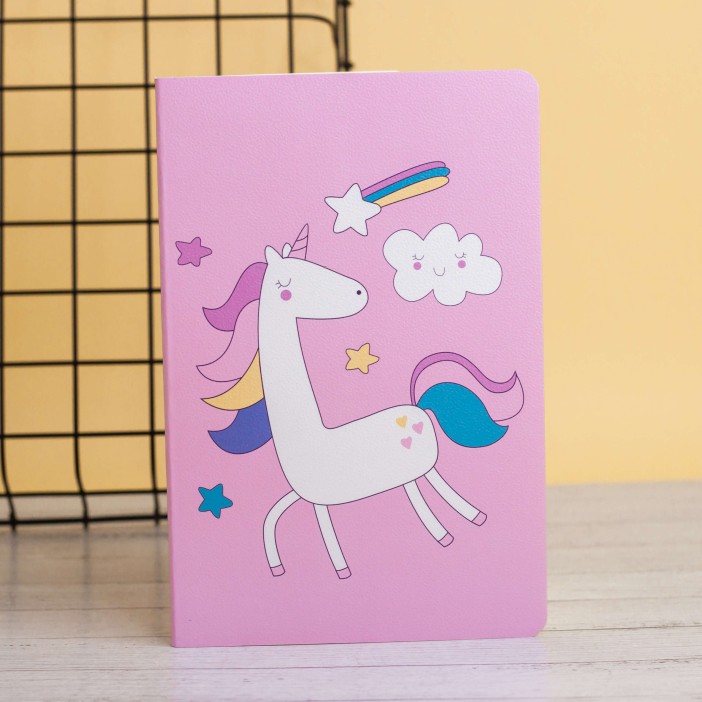 Тетрадь (A5) &quot;Sleeping unicorn and clouds&quot;, pink (13.5*20.5) 