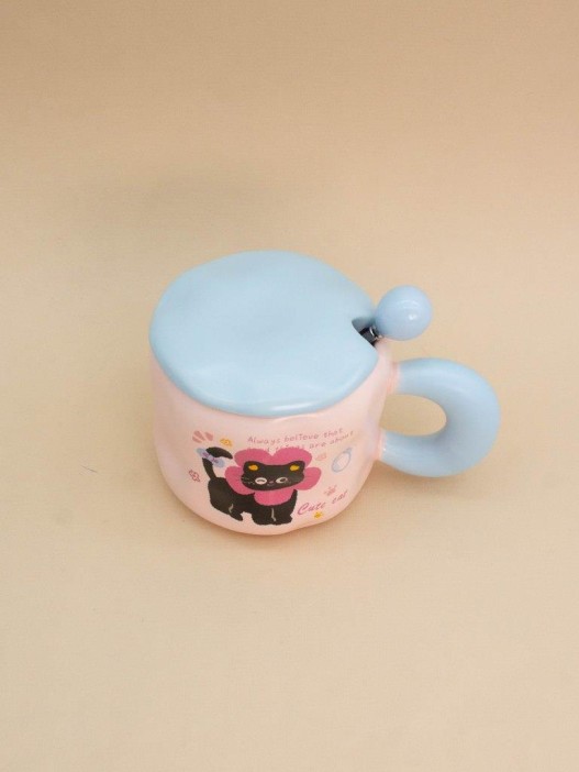 Кружка «Lovely cat, flower», pink (450 ml) 