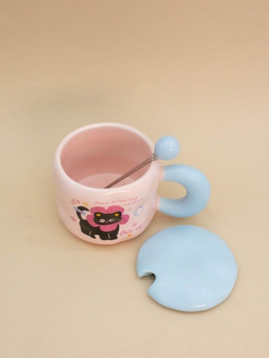 Кружка «Lovely cat, flower», pink (450 ml) 