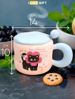 Кружка «Lovely cat, flower», pink (450 ml)