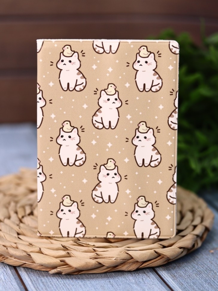 Обложка для паспорта Аниме "Много котов и уток"