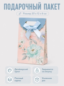 Пакет подарочный "Весенний пакет", синий (12*20*6)