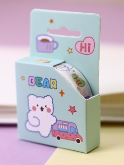 Декоративный скотч "Bear bus", green