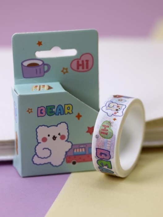 Декоративный скотч "Bear bus", green 