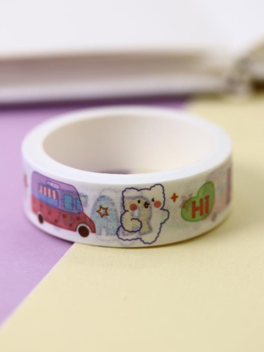 Декоративный скотч "Bear bus", green 