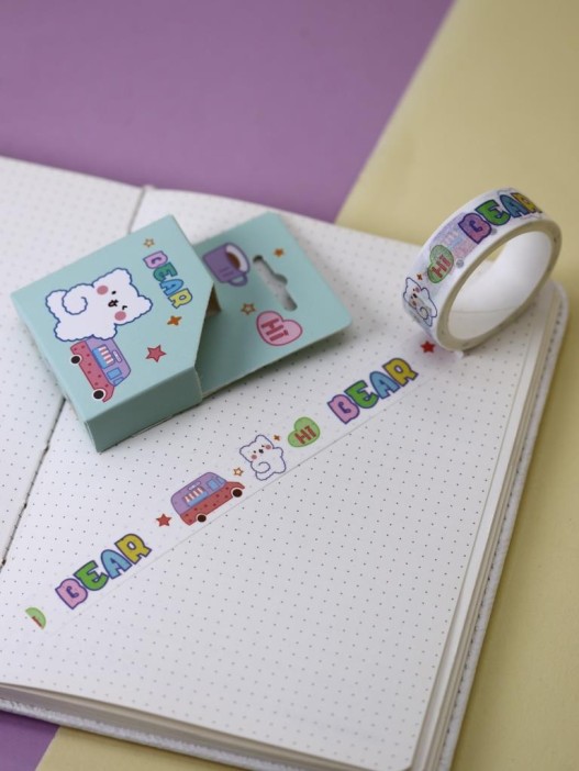 Декоративный скотч "Bear bus", green 