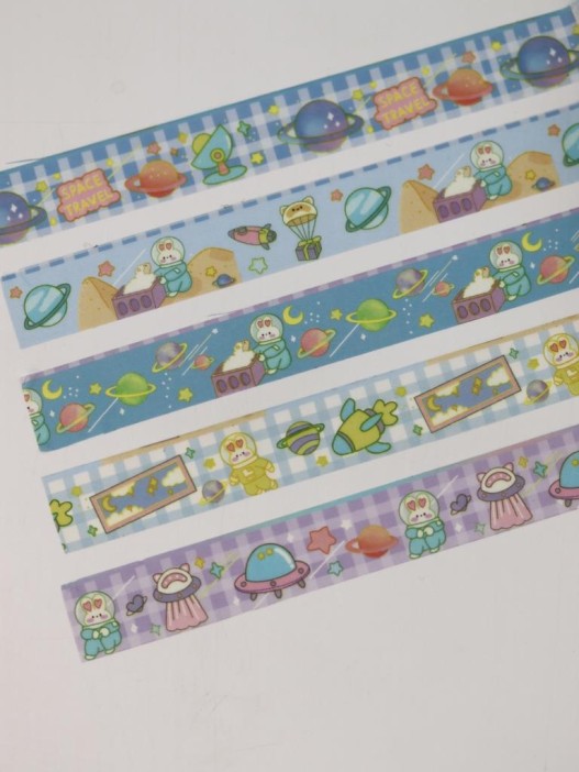 Набор декоративного скотча 5 шт. &quot;Space bunny&quot;, blue (1.5см*2м) 