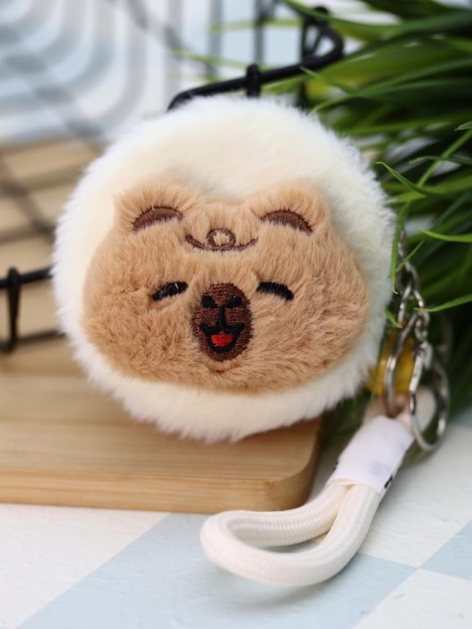 Плюшевое раскладное зеркало с брелоком "Capybara", белое (7*7 см) 