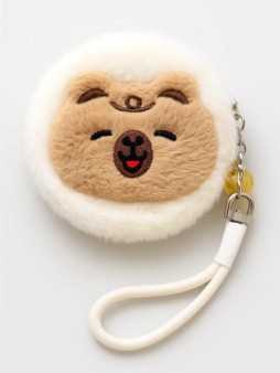 Плюшевое раскладное зеркало с брелоком "Capybara", белое (7*7 см)