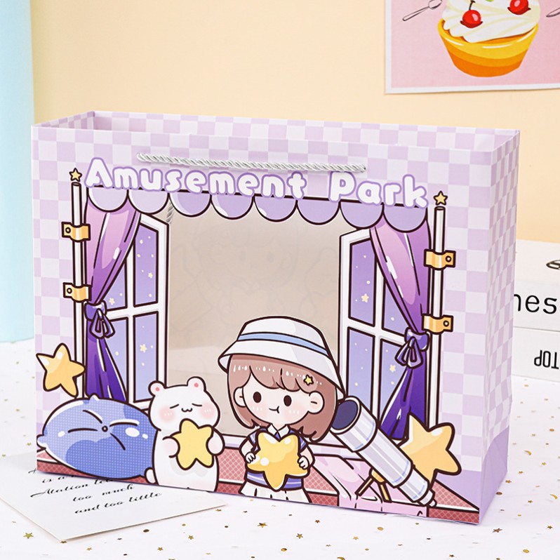 Пакет подарочный (M) "Anime girl", purple (33*25*11) 