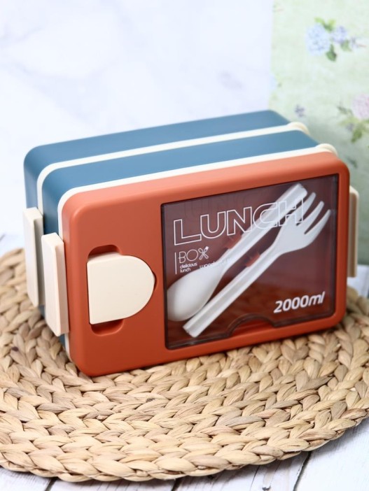 Ланчбокс "Food time", orange-blue (ложка+вилка) 
