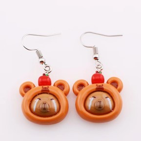 Серьги акриловые GIRLY &quot;Capybara with an apple&quot; 