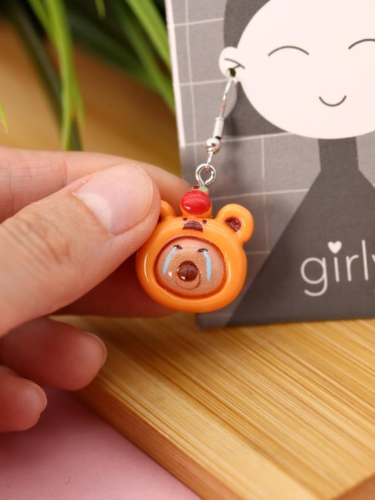 Серьги акриловые GIRLY &quot;Capybara with an apple&quot; 