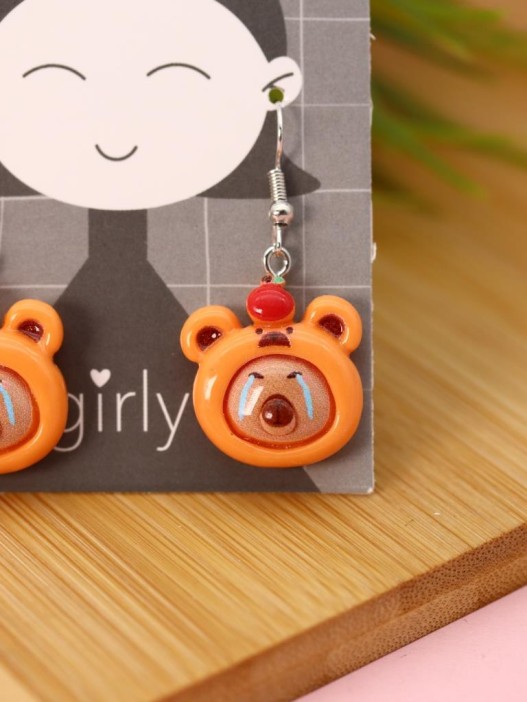 Серьги акриловые GIRLY &quot;Capybara with an apple&quot; 