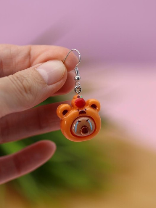 Серьги акриловые GIRLY &quot;Capybara with an apple&quot; 