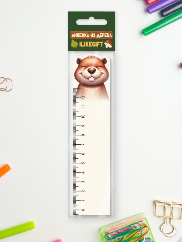 Линейка ECO из дерева iLikeGift &quot;Бобр&quot; 