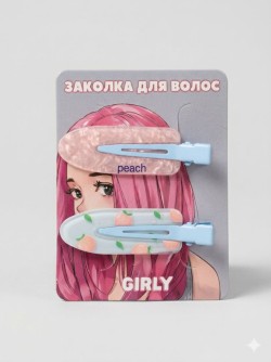 Набор заколок для волос GIRLY 2 шт. "Летний узор", розовый