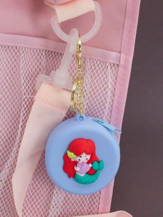Брелок-кошелек силиконовый с карабином &quot;Русалочка&quot; голубой 6*6 см 