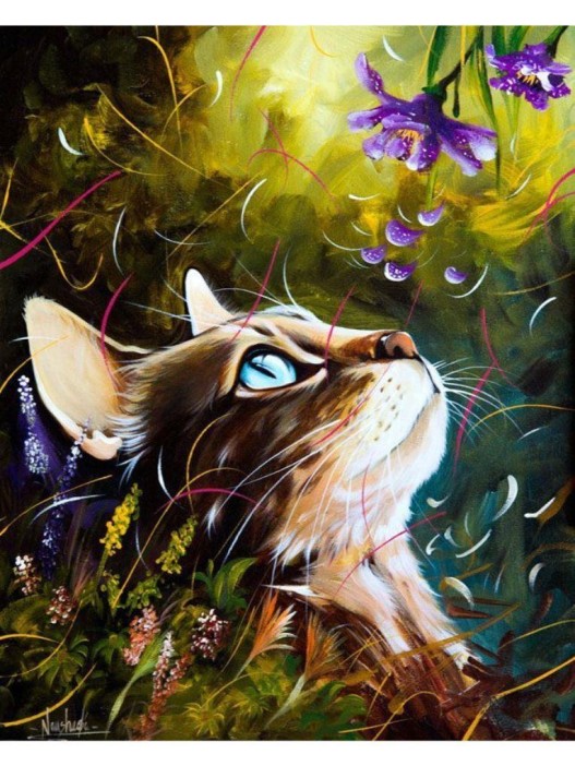 Алмазная мозаика без подрамника &quot;Кот в траве&quot;, 30х40 см 