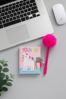 Блокнот А7 с ручкой «Be a unicorn», pink