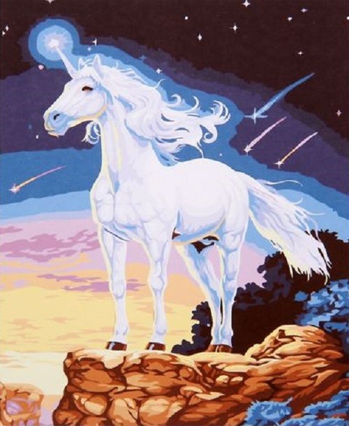 Алмазная мозаика без подрамника &quot;Белый единорог 2&quot;, 15х20 см 