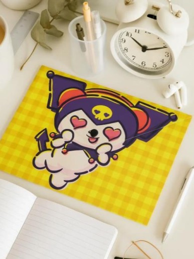 Папка-конверт на кнопке А5 "Куроми-2", пластик, 180 мкм, двусторонняя печать