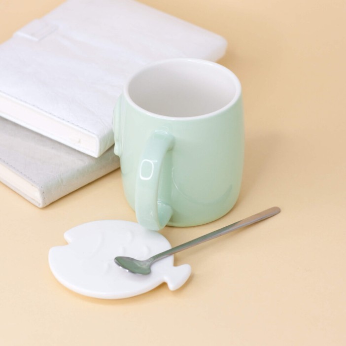 Кружка "Face cat", green 