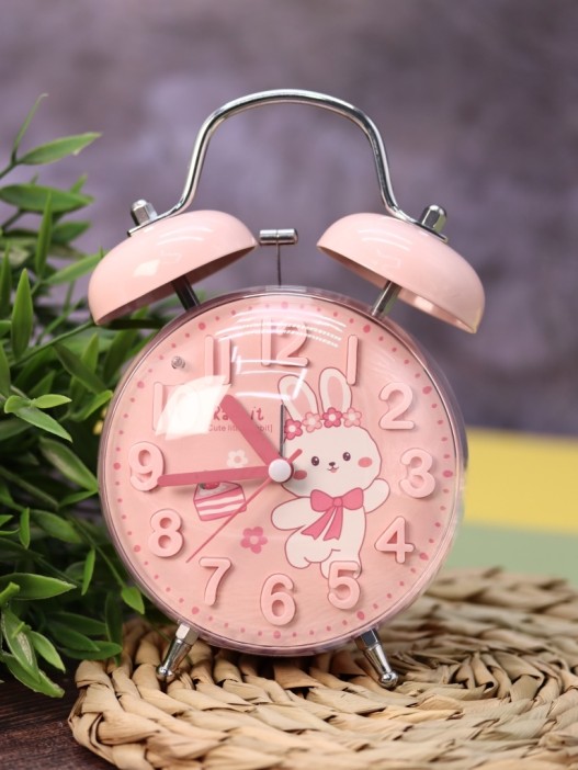 Часы-будильник «Clear wake-up with animals», pink bunny (17,5х11,5 см) 