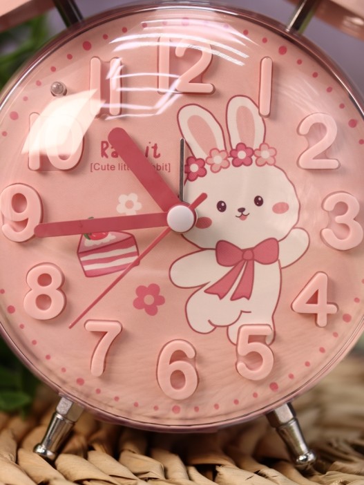 Часы-будильник «Clear wake-up with animals», pink bunny (17,5х11,5 см) 