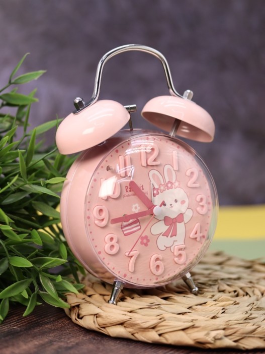 Часы-будильник «Clear wake-up with animals», pink bunny (17,5х11,5 см) 