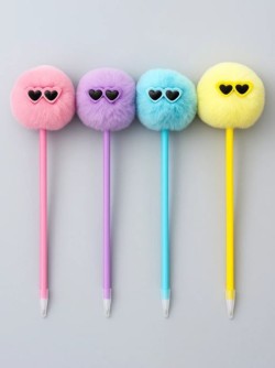 Ручка шариковая с помпоном "Солнцезащитные очки", микс