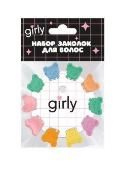 Набор заколок для волос GIRLY 10 шт. "Мишки", радуга