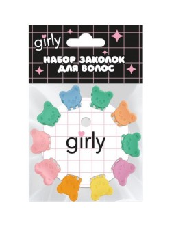 Набор заколок для волос GIRLY 10 шт. "Мишки", радуга